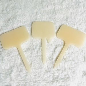 Set of 3 Natural Cream Plant Markers Hand Crafted Resin Gift Set Cake Toppers
